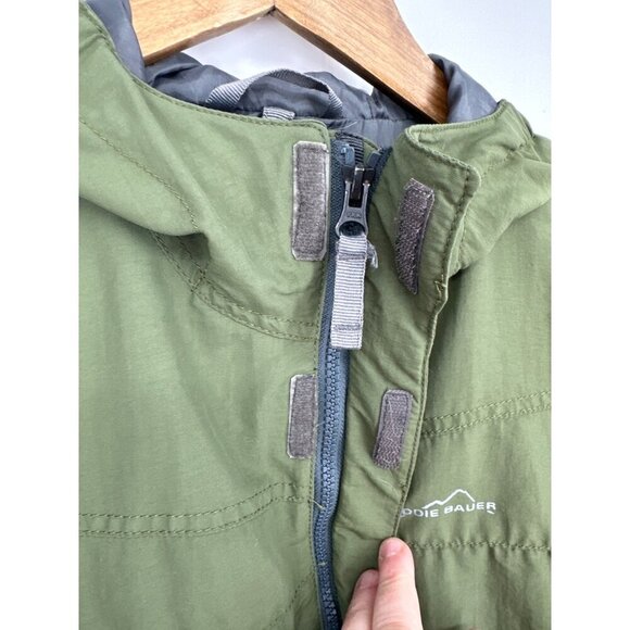 Eddie Bauer Nylon Mountain Parka Olive Green Embroidered Logo 90s Size XL - Picture 7 of 15